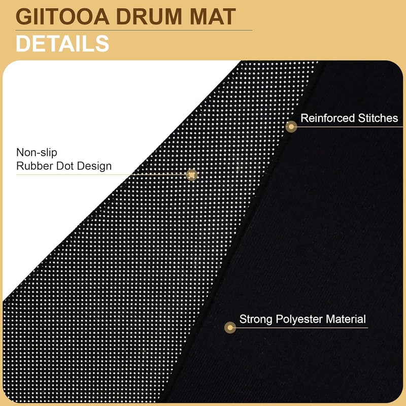 giitooa Drum Rug 4x6Ft With Non-Slip Grip Bottom, Tightly Woven Fabric Mat, Electric Carpet, Soundproof, Accessories Gifts, Black - Image 5